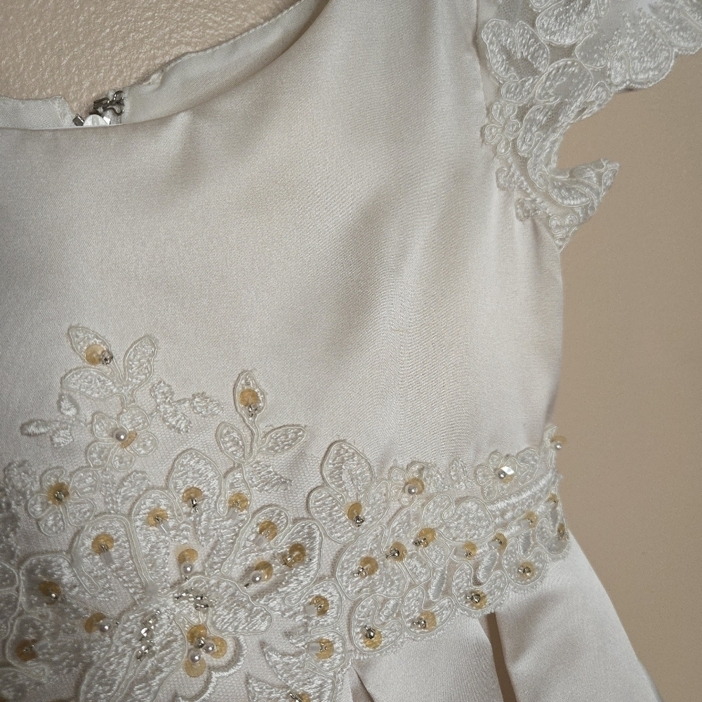 Joan Calabrese 113361 Satin Flower Girls Wedding Dress - Picture 6 of 11